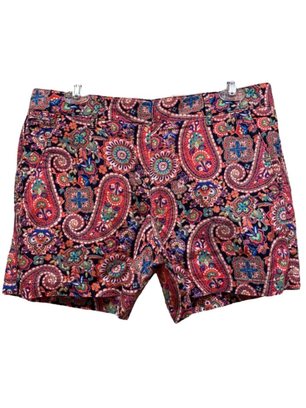 Lands’ End Paisley Print Shorts Low Rise Linen Blend Pink Multi Size 6